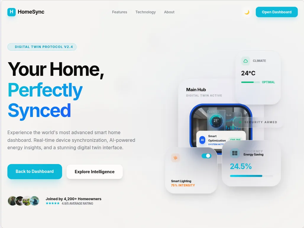 HomeSync IoT Dashboard secondary preview