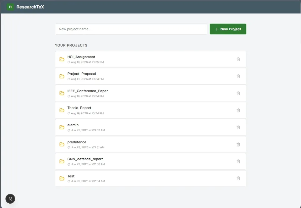 ResearchTeX secondary preview